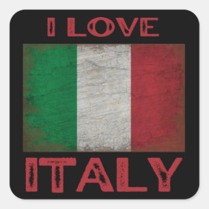 I LOVE ITALY, ITALY FLAG SQUARE STICKER
