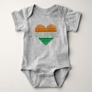 I Love Ivory Coast, Côte d'Ivoire Heart Baby Bodysuit