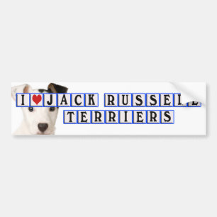 I LOVE JACK RUSSELL TERRIERS - BLOCKS BUMPER STICKER