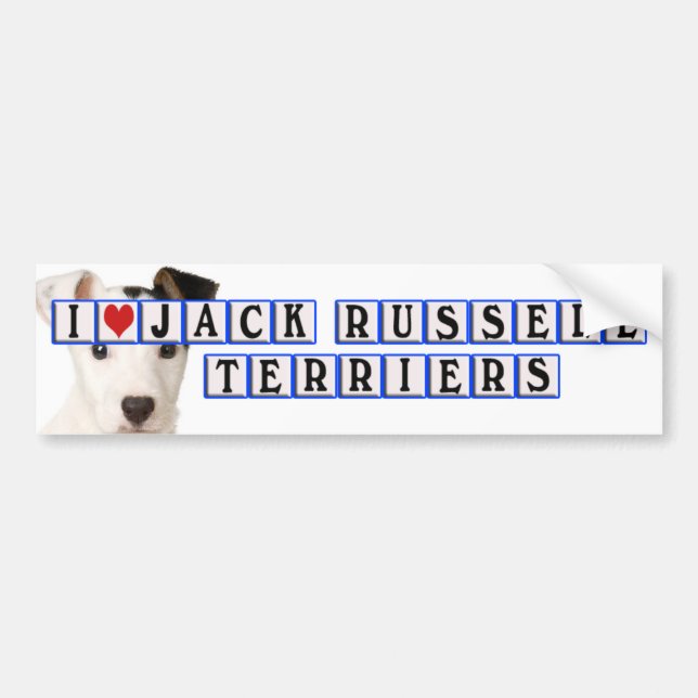 I LOVE JACK RUSSELL TERRIERS - BLOCKS BUMPER STICKER (Front)