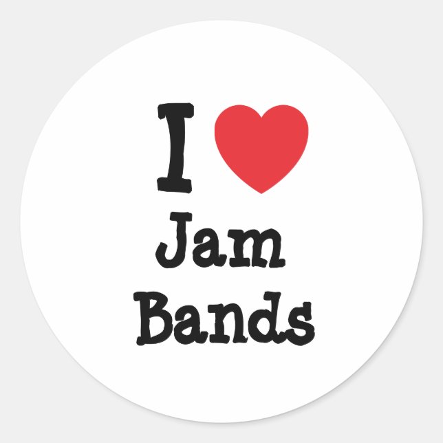 I love Jam Bands heart custom personalised Classic Round Sticker (Front)