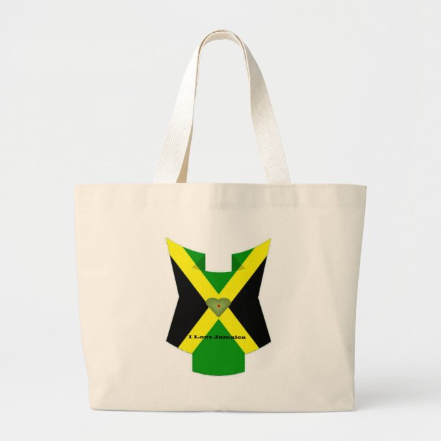 I Love Jamaica Have a Nice Day and a Better Night Large Tote Bag (Front)