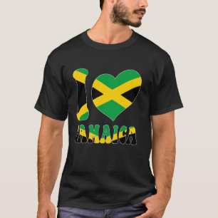 I Love Jamaica I Love Kingston Jamaica Flag Heart  T-Shirt