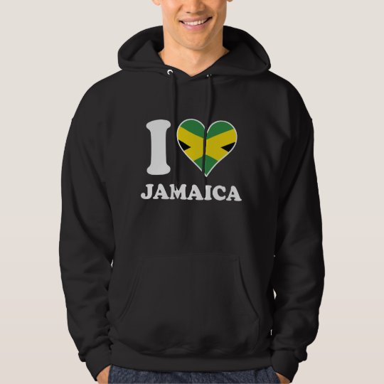 I Love Jamaica Jamaican Flag Heart Hoodie