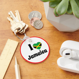 I love Jamaica & Jamaican Heart - travel / sports Key Ring