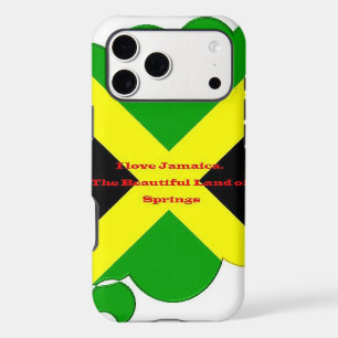 I Love Jamaica Text on Flag Art Print