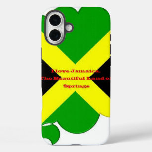 I Love Jamaica Text on Flag Art Print iPhone 16 Plus Case