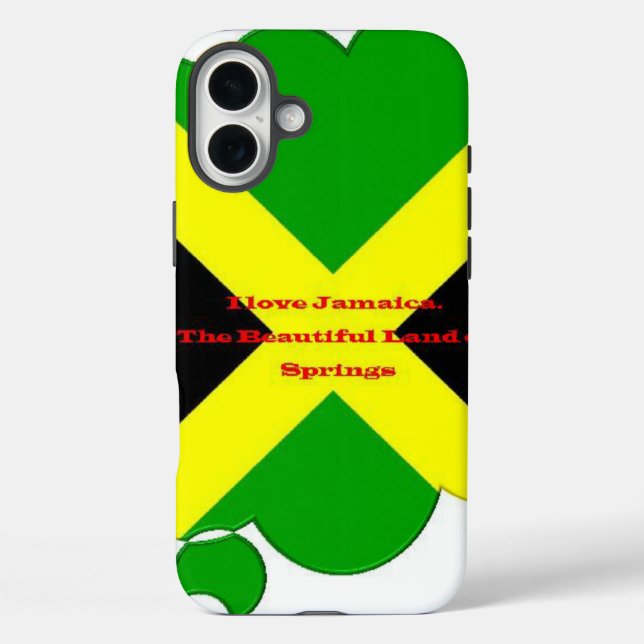 I Love Jamaica Text on Flag Art Print Case-Mate iPhone Case (Back)