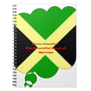 I Love Jamaica Text on Flag Art Print Notebook