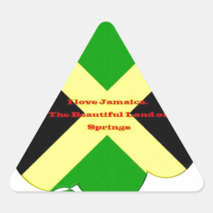 I Love Jamaica Text on Flag Art Print Triangle Sticker