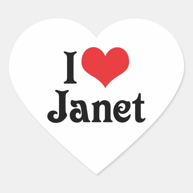 I Love Janet Heart Sticker (Front)