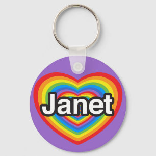 I love Janet. I love you Janet. Heart Key Ring