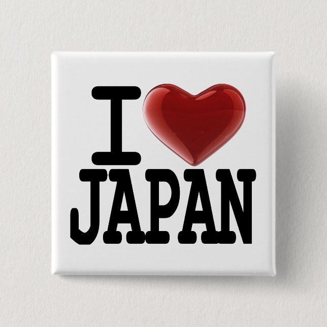 I Love JAPAN 15 Cm Square Badge (Front)