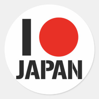 I LOVE JAPAN CLASSIC ROUND STICKER