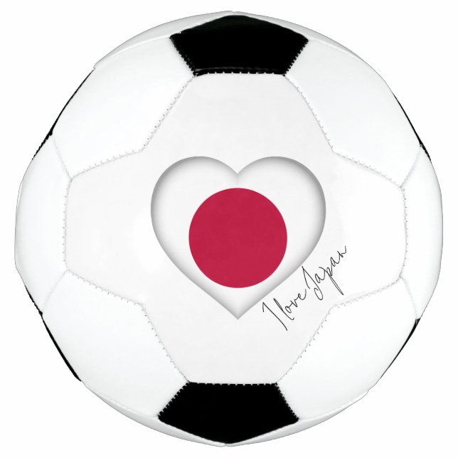 I Love Japan Flag Colours Heart Soccer Ball (Front)