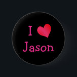 I Love Jason 6 Cm Round Badge<br><div class="desc">Let the world know you love your sweetie by wearing this great "I Love" heart design this Valentine's Day.</div>