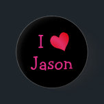 I Love Jason 6 Cm Round Badge<br><div class="desc">Let the world know you love your sweetie by wearing this great "I Love" heart design this Valentine's Day.</div>