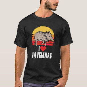 I Love Javelinas Vintage Retro 80S Sunset Cute Hea T-Shirt