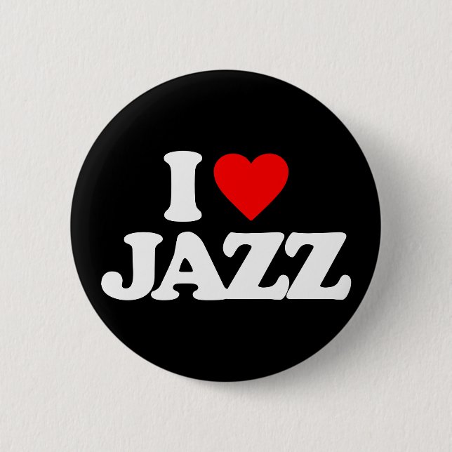 I LOVE JAZZ 6 CM ROUND BADGE (Front)
