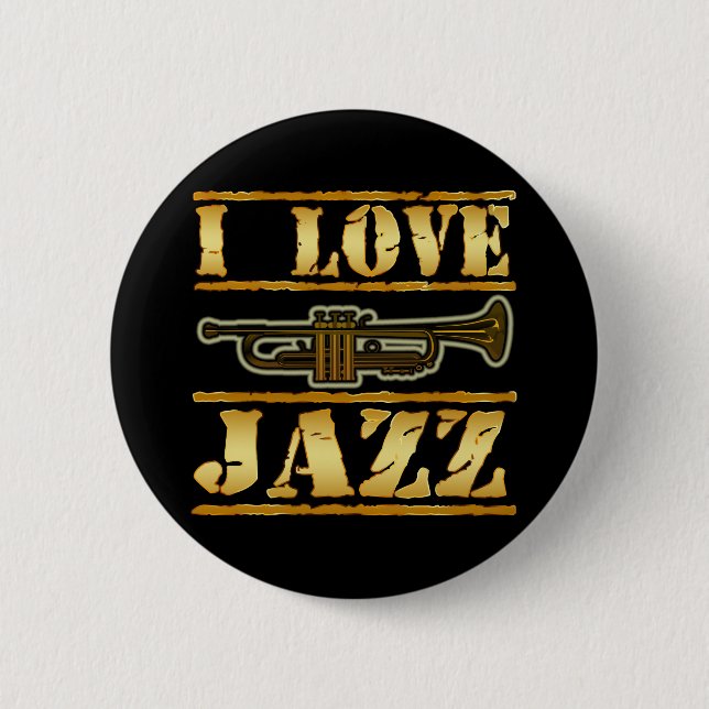 I LOVE JAZZ 6 CM ROUND BADGE (Front)