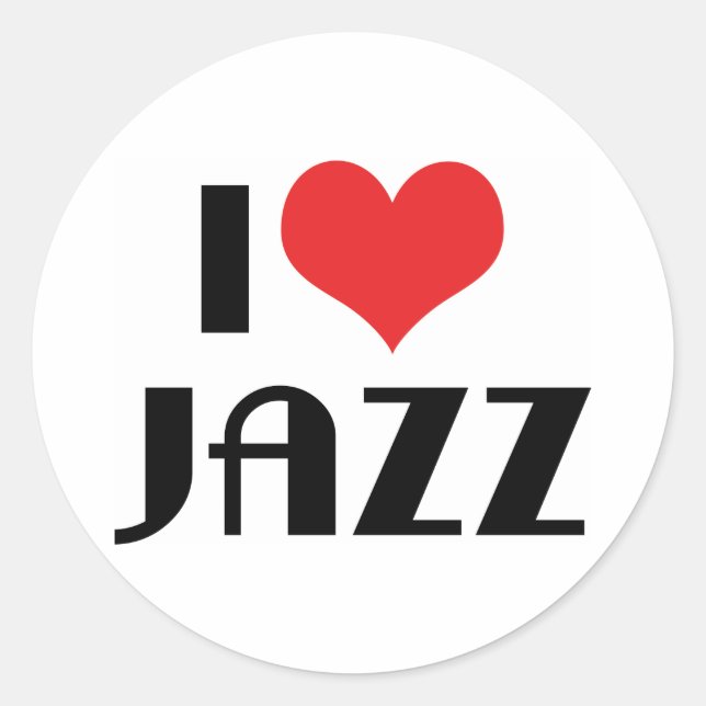 I Love Jazz Classic Round Sticker (Front)