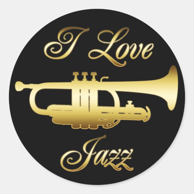 I LOVE JAZZ CLASSIC ROUND STICKER (Front)