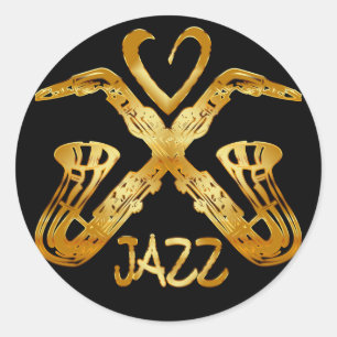 I LOVE JAZZ CLASSIC ROUND STICKER