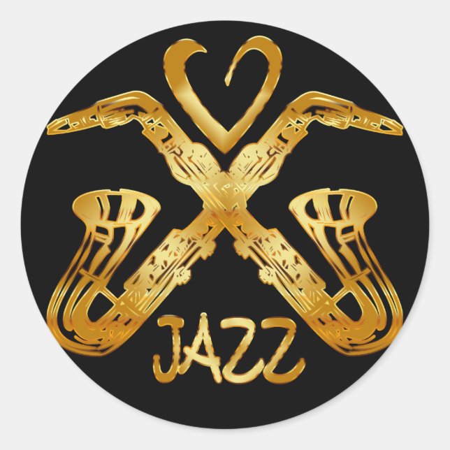 I LOVE JAZZ CLASSIC ROUND STICKER (Front)