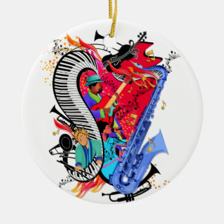 I Love Jazz Music Colourful Musicians Art Print Ceramic Tree Decoration
