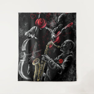 I Love Jazz Music Tapestry - Painting Art