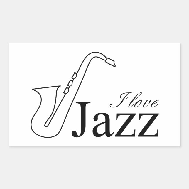 I love jazz rectangular sticker (Front)