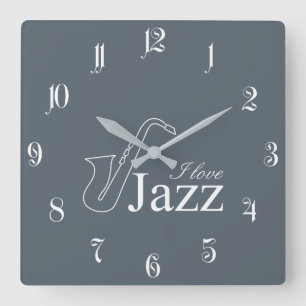 I love jazz square wall clock