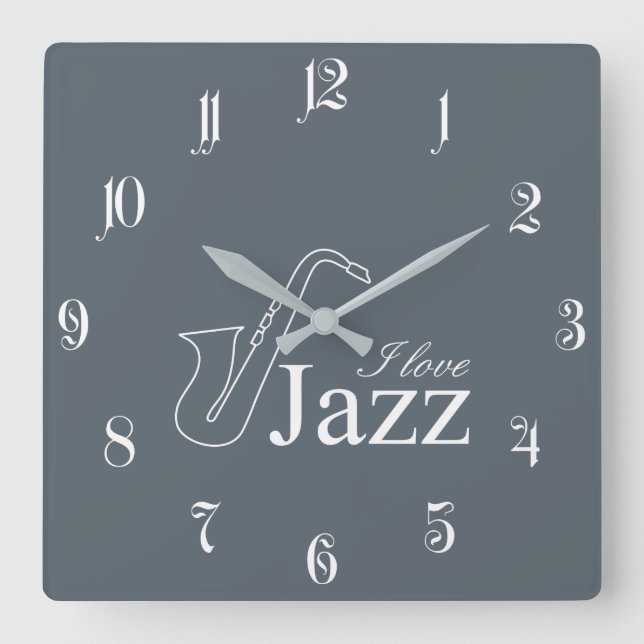 I love jazz square wall clock (Front)