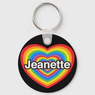 I love Jeanette. I love you Jeanette. Heart Key Ring