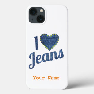 I love Jeans vintage Fashion Design with Seam Hear iPhone 13 Case