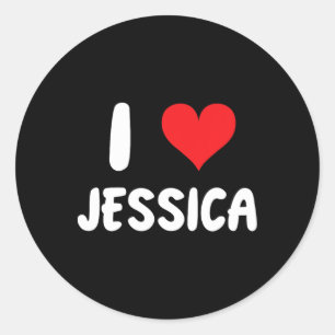 I Love Jessica - Heart - Name Classic Round Sticker