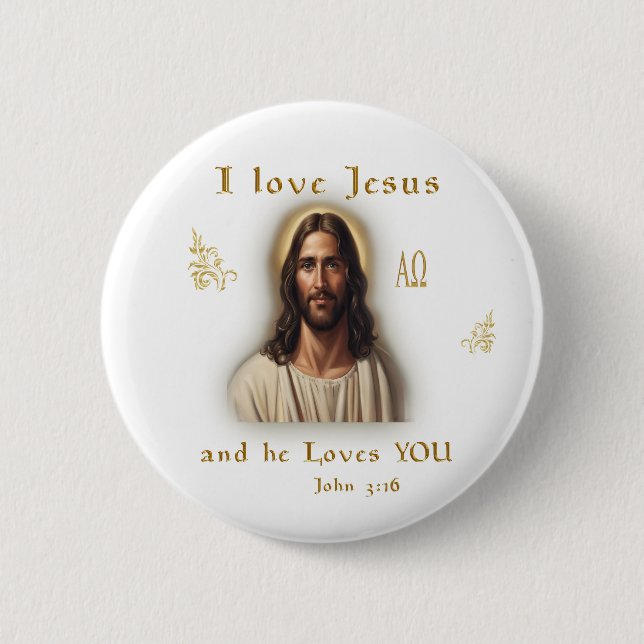 I love Jesus 6 Cm Round Badge (Front)