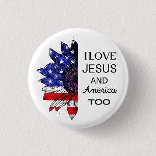 I Love Jesus and America Too 3 Cm Round Badge