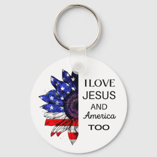 I Love Jesus and America Too Key Ring