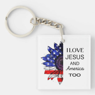 I Love Jesus and America Too Key Ring