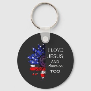 I Love Jesus and America Too Key Ring