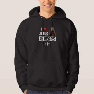 I Love Jesus and Bears Christian Camping Wildlife  Hoodie