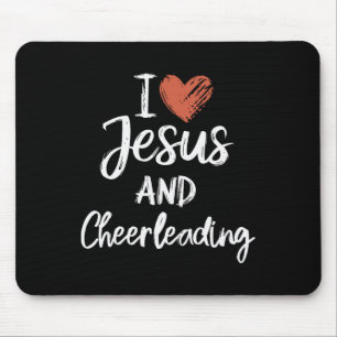 I Love Jesus And Cheerleading Christian Religious Mouse Pad