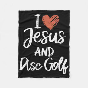 I Love Jesus And Disc Golf Christian Religious Dis Fleece Blanket