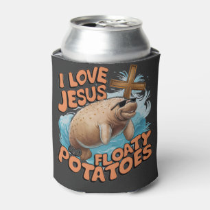 I Love Jesus And Floaty Potatoes Manatee Sea Cows  Can Cooler