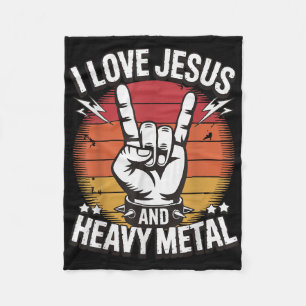 I Love Jesus And Heavy Metal 1  Fleece Blanket