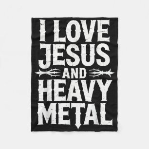 I Love Jesus And Heavy Metal _9  Fleece Blanket