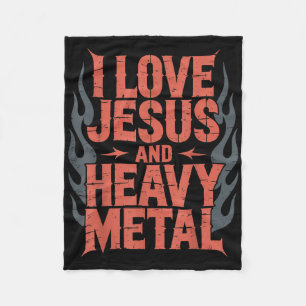 I Love Jesus And Heavy Metal Fleece Blanket
