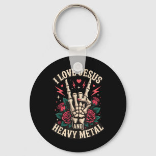 I Love Jesus And Heavy Metal Key Ring