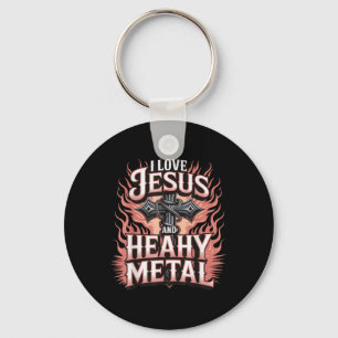 I Love Jesus And Heavy Metal Key Ring